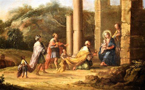 Paesaggio arcadico con Adorazione dei Magi
